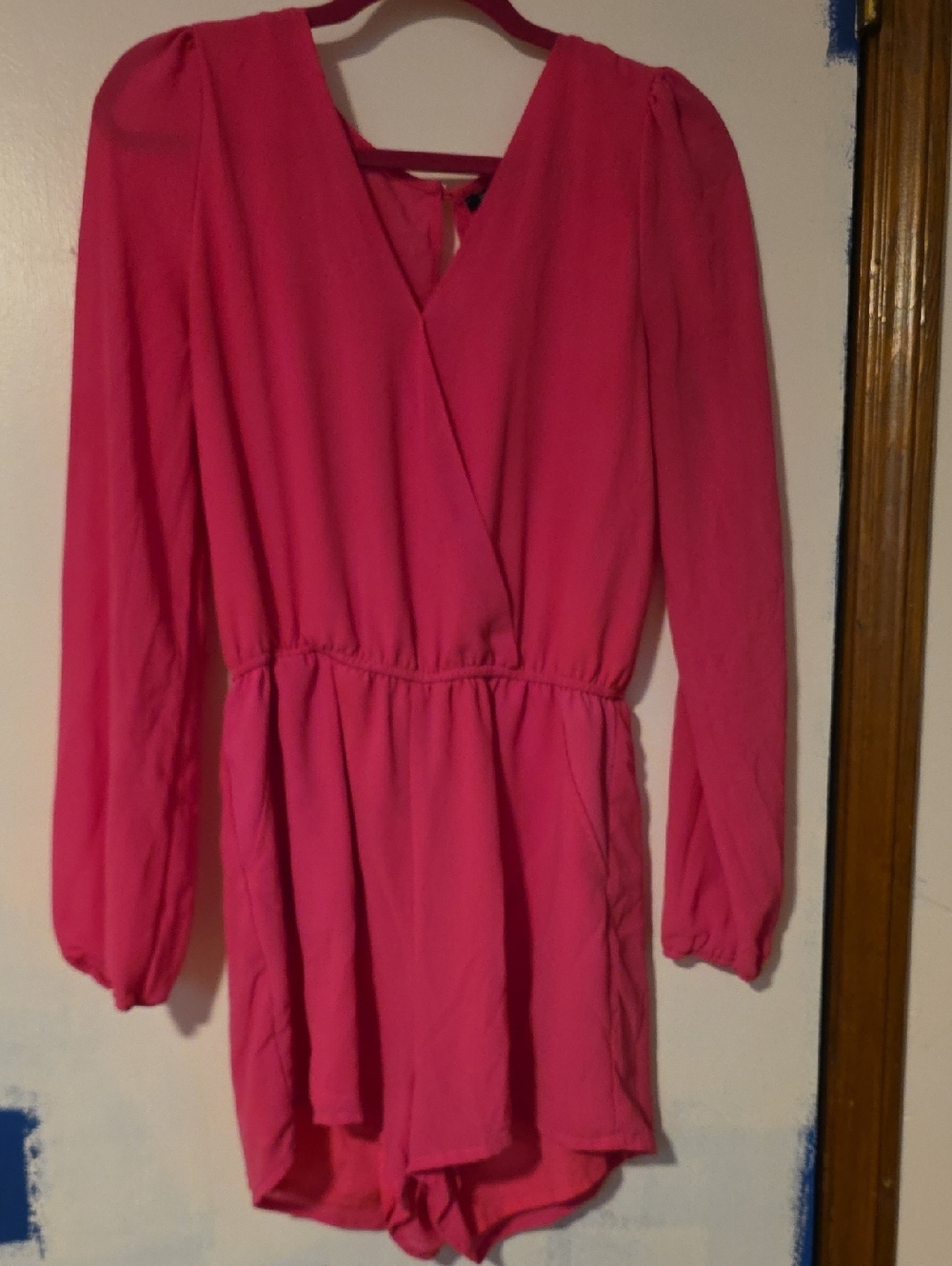 Poetry Hot Pink Long-Sleeve Romper Jumpsuit